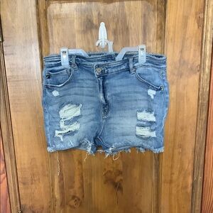 KanCan Distressed Blue Denim Shorts